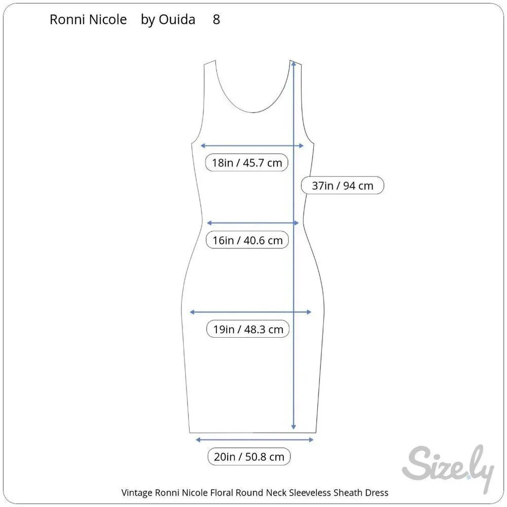 Vintage Ronnie Nicole by Ouida Floral Round Neck Sleeveless Sheath Dress Sz 8 - Picture 10 of 10